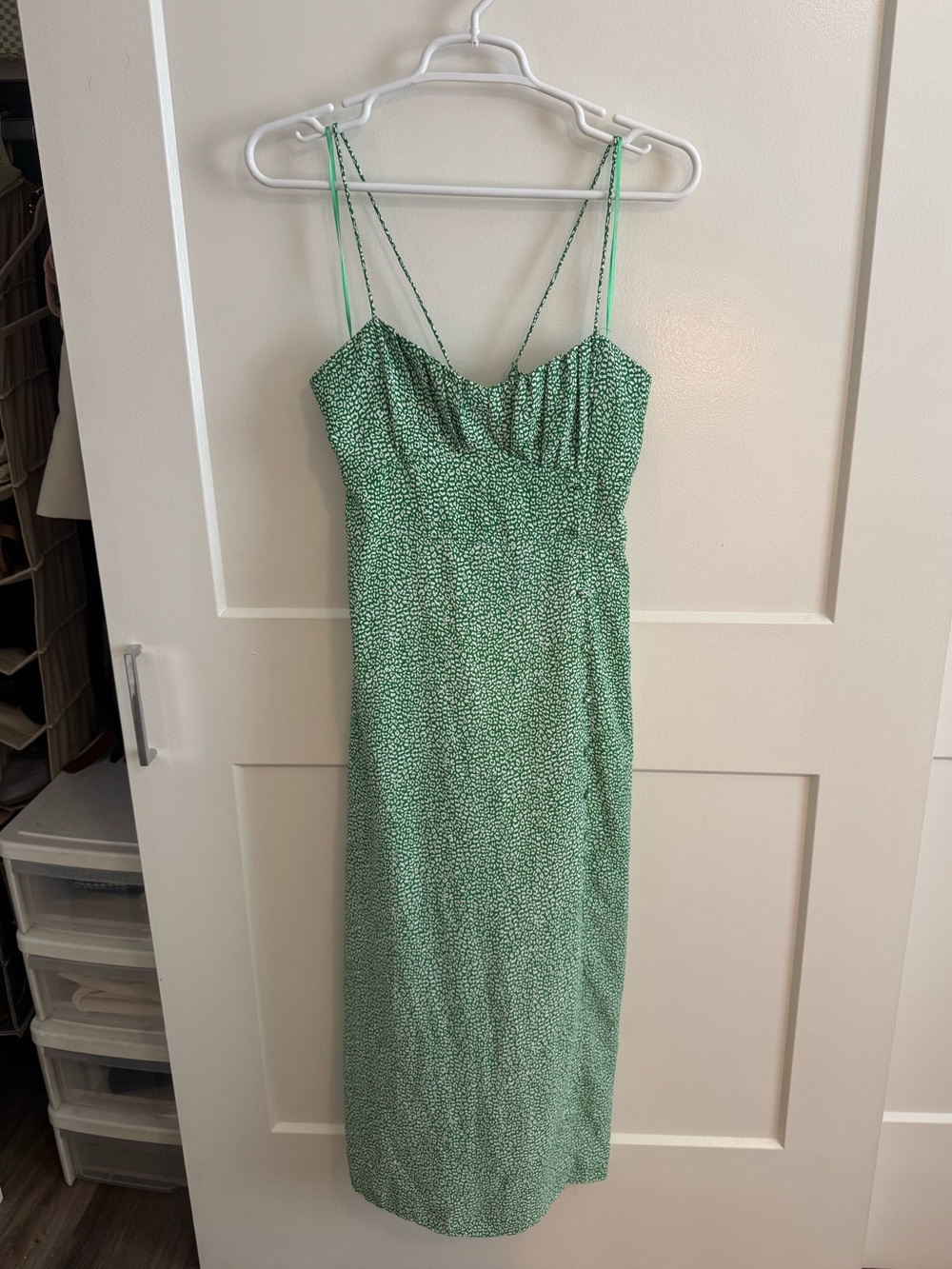 Zara Mint Green Spotted Midi Slip Dress